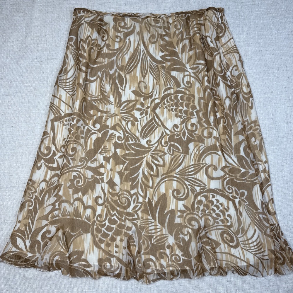 Pendleton Vintage Women 12 100% Silk‎ Midi Skirt Sheer Flared Fairycore Whimsy